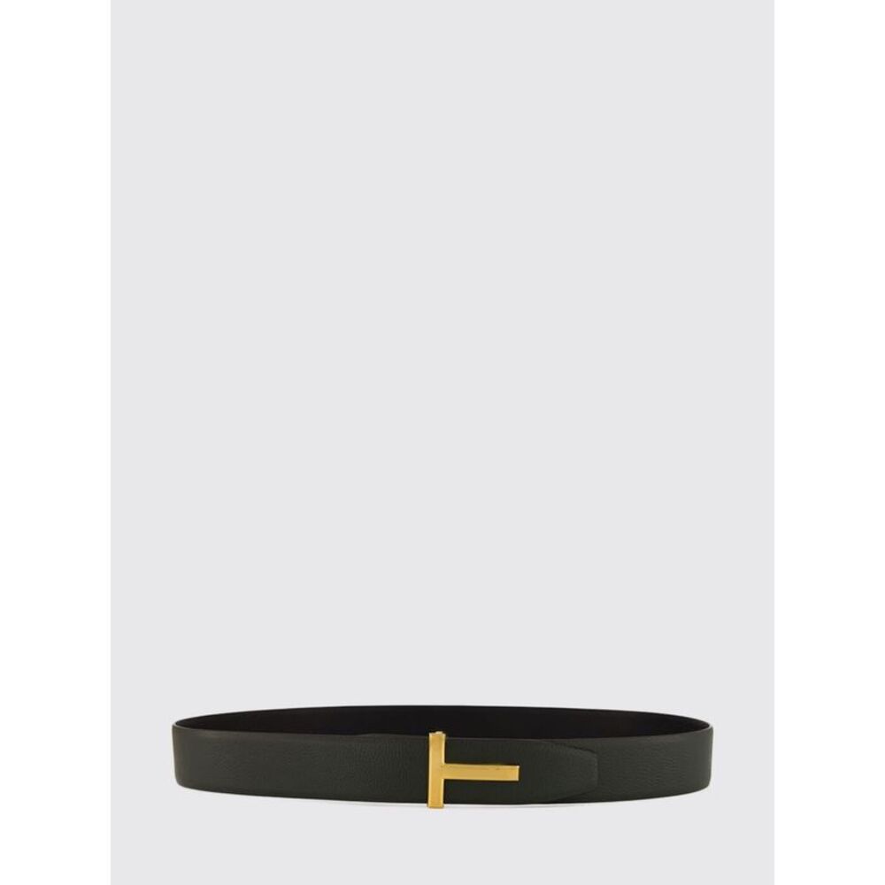 Tom Ford Men Tom Ford Grained Calfskin Belt With T Monogram Buckle